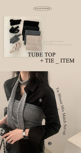 [Tube Top Purchase Window] easel Knit Top Muffler/Scarf Chocusset Up Two Piece - 4 colors