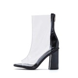 PVC オープントーブロックヒール(Black)