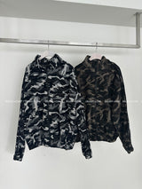 [UNISEX] Camo fleece oversized fit zip-up