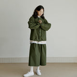 クロップパンツ / unisex crop pants khaki (banding)