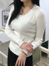 ユニスUネックスリムフィットニット