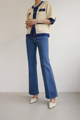 スパンロングブーツカットデニムパンツ / SAND BLUE JEANS / SPAN LONG BOOTSCUT DENIM PANTS