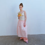 レースヘムフルスカート / LACE HEM FULL SKIRT, PEACH