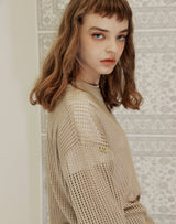 WAFFLE FISHNET SWEATER BEIGE (6691447439478)