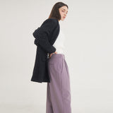 ツータックボタンワイドウールパンツ / Two-Tuck Button Wide Wool Pants (Violet)