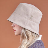 Stud Drop Over Fit Wool Bucket Hat Beige