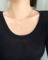 レイヤードシンプルムーンネックレス / Layered simple moon necklace / 2 color