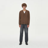 LAMBSWOOL V NECK CARDIGAN_BROWN (6612826620022)