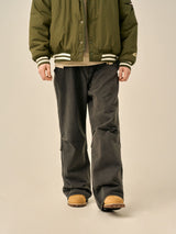 ワイドリベットポイントジーンズ - グレー