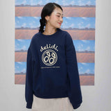 Cheerful logo sweat shirt (navy) (6684424601718)