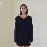 セーラーカラーカーディガン/SAILOR COALLAR CARDIGAN (NAVY)
