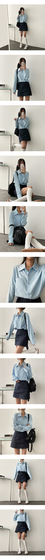 [Three sizes of F~XL!] ラクーン12色デイリーポケットシャツ