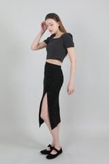 ボタンバンディングロングスカート / Button Banding Long Skirt Black