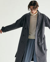 UNISEX BELTED WOOL DOUBLE COAT M - SHARKSKIN DARK GRAY (6636059328630)