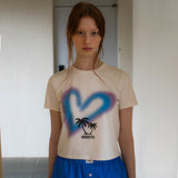 ハートパームツリークロップT / HEART PALM TREE CROP TEE_BEIGE