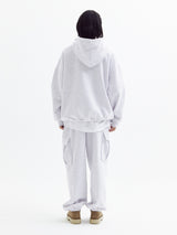 スーパーノーマルバルーンオーバーフリースフーディー( White Melange)