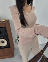 ナッピングVネックロングスリーブTシャツ