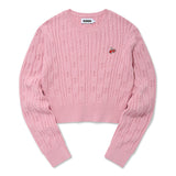 スモールチェリークロップニット / SMALL CHERRY CABLE CROP KNIT [PINK]