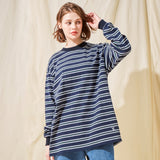 VZロゴビックオバーフィットボーダースリーブネイビー/VZ Logo Big Over Fit Boarder Long Sleeve Navy (6683344535670)