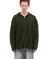 NET KNIT HOOD ZIP-UP (OLIVE)