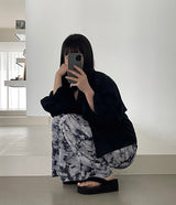 防水タイダイ プリーツ ワイドパンツ / [Made] Waterproof tie die pleats wide pants (2 colors)