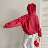 [Bellide made/fleece-lined wool] Berrygood fleece-lined wool embroidery hoodie