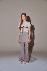 Ribbon Skirt Pants Set Gray