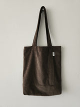 Corduroy simple line bag - deep brown