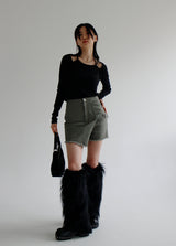 ファーレッグウォーマー/Fur Leg Warmer [ Black ]