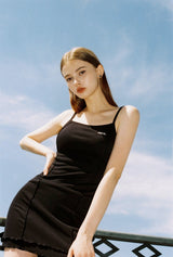 HIDE Lettuce Edge Line Dress (Black) (6570971463798)