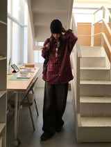 [UNISEX] ディッキーズビンテージチェックブラッシュドアウター長袖シャツ