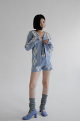 アーガイルリボンカーディガン / Argyle Ribbon Cardigan (3color)