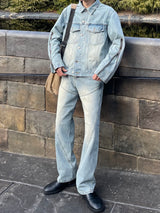 Cross line washing denim
