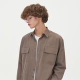 TWO POCKET HIDDEN BUTTONS SHIRTS_BROWN (6612826062966)