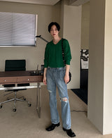 サマーユースVネックニット (6 color)