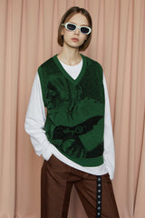 GRAPHIC KNIT VEST / GREEN