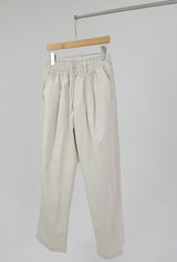 コットンワンタックバンドウエストワイドパンツ / Cotton One Tuck Banded Waist Wide Pants (7 colors)