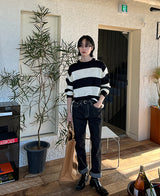 ラフストライプオーバーニット(7 color) (6677201813622)