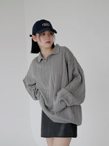 ケーブルカラーニット / Cable collar knit (4color)