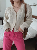 ブロック ニット カーディガン / Block knit cardigan (3color)