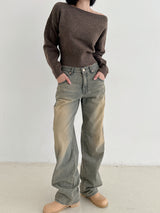 ソフトリップラインニット/Soft lip line knit (5color)