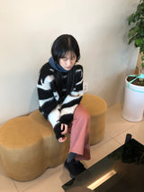 プリントウェーブモヘアニット