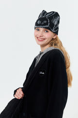 WITTY BUNNY GRAPHIC BEANIE [BLACK]