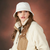 Herringbone label bucket hat WHITE