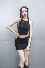 リンクドアイレットスリーブレス / [Seow] Linked eyelet sleeveless, black