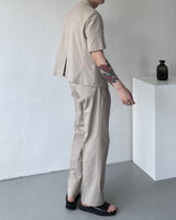 リネンツータックロングパンツスラックス / ECT linen two-tuck long pants slacks (2 colors)