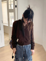 Tilts Y2K Knitwear Semi-Crop Hoodie Zip-Up Cardigan