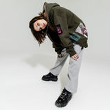 フリンジパッチジップアップフーディ / FRINGE PATCH ZIP UP HOODIE