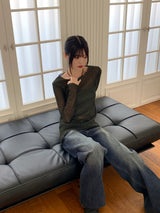 Delray back cut wide denim pants