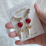 ハートラブウィングイヤリング / Red Heart Love Wing Earring